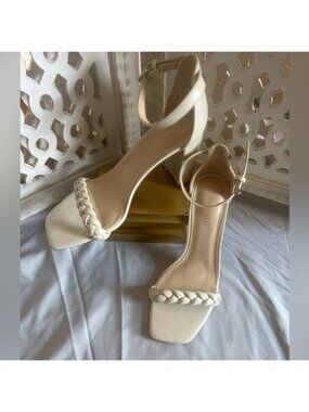 Nine West Beige Braided Strap Heels